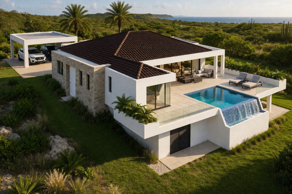RE/MAX real estate, Curacao, Blue Bay, Blue Bay Golf & Beach Resort – New-build villa with infinity pool