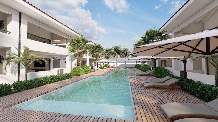 Luxurious apartment on the first floor in a resort with swimming pool