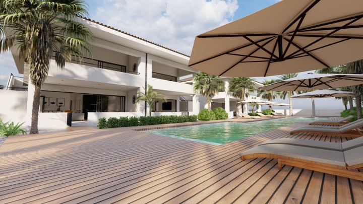 Luxurious apartment on the first floor in a resort with swimming pool